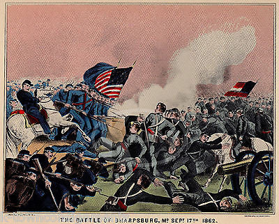 BATTLE OF SHARPSBURG MARYLAND VINTAGE CIVIL WAR SOLDIERS GRAPHIC POSTER PRINT - K-townConsignments