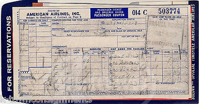 AMERICAN AIRLINES EXCESS BAGGAGE VINTAGE GRAPHIC ADVERTISING FLIGHT TICKET STUB - K-townConsignments