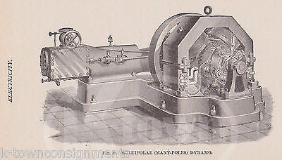 EARLY ELECTRICITY INVENTION MULTIPOLAR DYNAMO  ANTIQUE GRAPHIC ENGRAVING PRINT - K-townConsignments