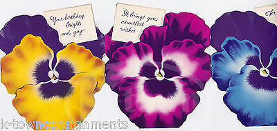 Beautiful Bright Flowers Fold-Out Vintage Graphic Art Birthday Greetings Card - K-townConsignments