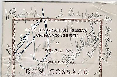 DON COSSACK SERGE JAROFF CHORUS DANCERS AUTOGRAPH SIGNED TEMPLE CONCERT PROGRAM - K-townConsignments