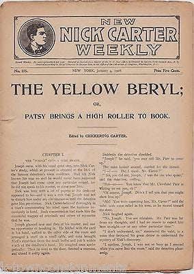 NICK CATER THE YELLOW BERYL EARLY ANTIQUE CRIME DETECTIVE STORIES BOOK 1908 - K-townConsignments