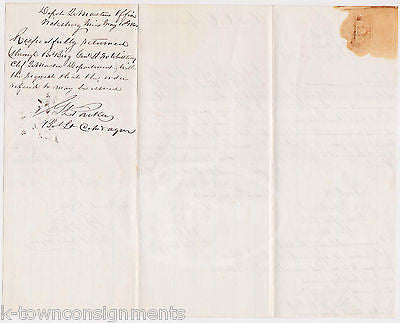 CIVIL WAR PEMBERTON VICKSBURG SURRENDER MONUMENT OFFICIAL MILITARY LETTERS 1866 - K-townConsignments