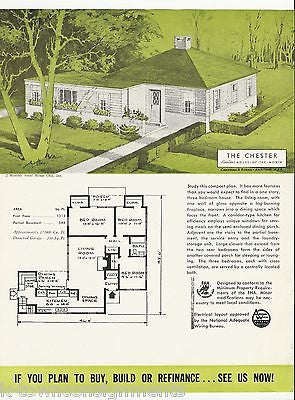 CHESTER ARCHITECTURAL HOME DESIGN VITAGE GRAPHIC ADVERTISING SALES PRINT - K-townConsignments