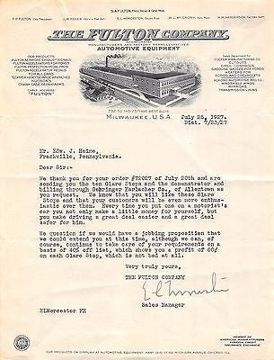 FULTON AUTOMOTIVE COMPANY MILWAUKEE ANTIQUE AUTOGRAPH SIGNED ADVERTISING LETTER - K-townConsignments