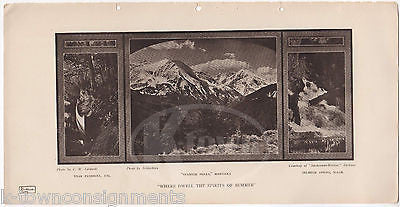 PASEDENA CALIFORNIA & SPANISH PEAKS MONTANA OUTDOORS ANTIQUE GRAPHIC PRINT 1906 - K-townConsignments