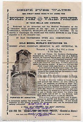 WELL PUMP WATER PURIFIER INVENTION CINCINATTI EXPOSITION ANTIQUE BROADSIDE FLYER - K-townConsignments