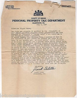 ALLENTOWN PA FRANK TALOTTA AUTOGRAPH SIGNED PERSONAL PROPERTY TAX STATIONERY - K-townConsignments