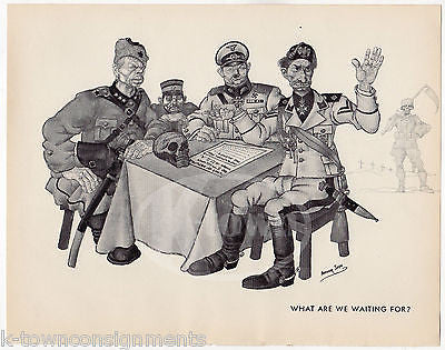 Axis Powers Plotting Vintage WWII Propaganda Cartoon Illustration Print by Szyk - K-townConsignments