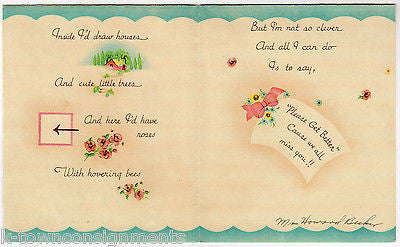 Sympathies from a Painter Cute Poem Vintage Graphic Art Get Well Greetings Card - K-townConsignments