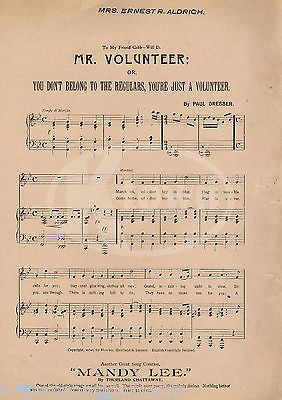 MR VOLUNTEER DON'T BELONG TO THE REGULARS ANTIQUE GRAPHIC SHEET MUSIC SONG 1901 - K-townConsignments