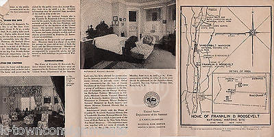 HOME OF FRANKLIN ROOSEVELT HYDE PARK NY VINTAGE GRAPHIC TRAVEL SOUVENIR FLYER - K-townConsignments