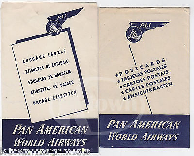 PAN AMERICAN AIRWAYS VINTAGE GRAPHIC ADVERTISING POSTCARD FLIGHT PACKET & FLYERS - K-townConsignments