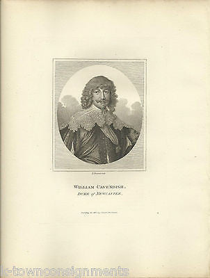 WILLIAM CAVENDISH DUKE OF NEWCASTLE ANTIQUE PORTRAIT ENGRAVING PRINT 1806 - K-townConsignments