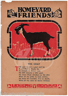 THE GOAT BARNYARD FRIEND POEM ANTIQUE NURSERY RHYME GRAPHIC ILLUSTRATION PRINT - K-townConsignments