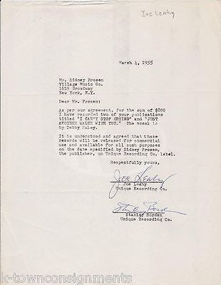 JOE LEAHY MUSIC PRODUCER TRUMPETER VINTAGE AUTOGRAPH SIGNED MUSIC CONTRACT 1955 - K-townConsignments