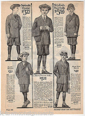 LITTLE BOYS CLOTHING FASHIONS TROSER SUITS ANTIQUE GRAPHIC ADVERTISING PRINT - K-townConsignments