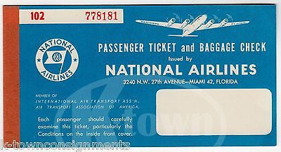 NATIONAL AIRLINES FLORIDA VINTAGE GRAPHIC ADVERTISING FLIGHT TICKET STUB 1951 - K-townConsignments