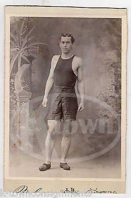 TRACK AND FIELD SPORTS ATHLETE SPRINTERS SPIKES ANTIQUE CABINET CARD PHOTO - K-townConsignments