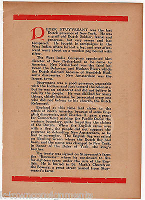 PETER STUYVESANT NEW YORK CITY COLONY ANTIQUE GRAPHIC ILLUSTRATION PRINT - K-townConsignments