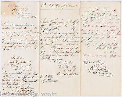 CIVIL WAR PEMBERTON VICKSBURG SURRENDER MONUMENT OFFICIAL MILITARY LETTERS 1866 - K-townConsignments