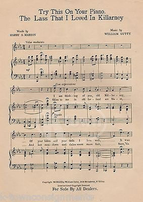 MY OLD GIRL WILLIAM CUTTY SONG ANTIQUE GRAPHIC ILLUSTRATED SHEET MUSIC 1913 - K-townConsignments