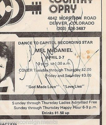 MEL DANIEL COUNTRY WESTERN MUSIC SINGER VINTAGE AUTOGRAPH SIGNED FLYER - K-townConsignments