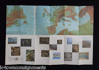 EL AL ISRAEL AIRLINES VINTAGE GRAPHIC ADVERTISING FLIGHT SYSTEM ROUTE MAP - K-townConsignments