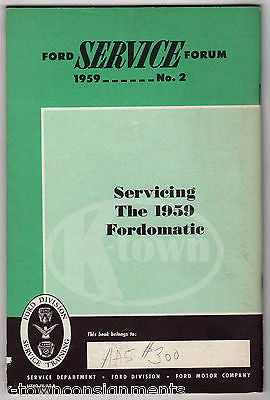 FORD SERVICE TECHNICIAN VINTAGE 1959 FORDOMATIC ENGINE REPAIR MANUAL - K-townConsignments