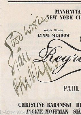 SIAN PHILLIPS REGRETS ONLY THEATRE ACTOR VINTAGE AUTOGRAPH SIGNED PLAYBILL PAGE - K-townConsignments