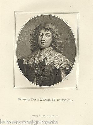 GEORGE DIGBY EARL OF BRISTOL ENGLAND ANTIQUE PORTRAIT ENGRAVING PRINT 1806 - K-townConsignments