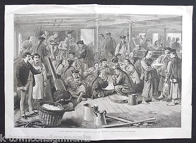 STEAMSHIP ALASKA CHINESE IMMIGRANTS SAN FRANCISCO CA ANTIQUE ENGRAVING PRINT - K-townConsignments