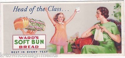 WARD'S SOFT BUN SLICED BREAD BAKERY VINTAGE GRAPHIC ADVERTISING INK BLOTTER - K-townConsignments