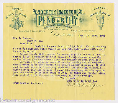 PENBERTHY INJECTOR ANTIQUE AUTOMOTIVE ADVERTISING DETROIT MICHIGAN LETTERHEAD - K-townConsignments