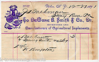 DEWARE SMITH INVENTOR UTICA NEW YORK ANTIQUE ADVERTISING SALES RECEIPT 1891 - K-townConsignments