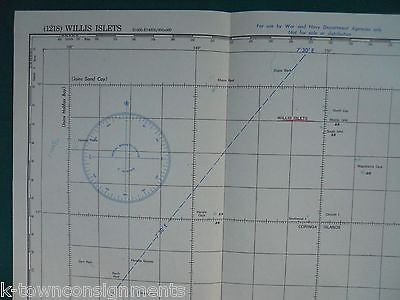 WILLIS ISLET BARRIER REEF CORAL SEA WWII RESTRICTED AERONAUTICAL FLIGHT CHART - K-townConsignments