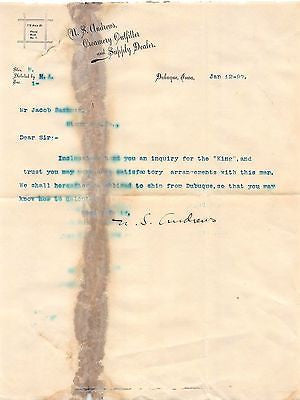 NS ANDREWS DAIRY CREAMERY DUBUQUE IOWA ANTIQUE SIGNED FARM ADVERTISING LETTER - K-townConsignments
