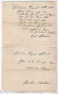 CARL WILHELM SCHRODER OF DELAWARE ANTIQUE AUTOGRAPH SIGNED NOTES & PHOTO 1881 - K-townConsignments