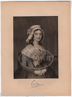 CHARLOTTE CORDAY FRENCH ASSASSIN ANTIQUE PORTRAIT ENGRAVING PRINT BIO - K-townConsignments