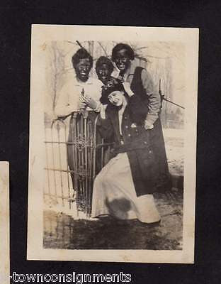 BLACK FACE MINSTREL GIRL CROSS DRESSING MAN HOUSE FLOOD & DOGS ANTIQUE SNAPSHOTS - K-townConsignments