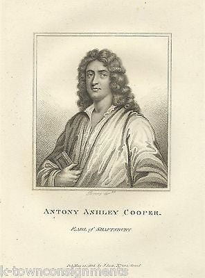 ANTONY ASHLEY COOPER EARL OF SHAFTSBURY ANTIQUE PORTRAIT ENGRAVING PRINT 1806 - K-townConsignments
