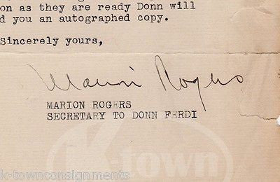 DONN FERDI ORCHESTRA SECRETARY ANTIQUE AUTOGRAPH SIGNED STATIONERY LETTERHEAD - K-townConsignments