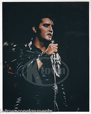 ELVIS PRESELY ROCK N ROLL MUSIC LEGEND VINTAGE LEATHER SUIT STAGE PHOTOGRAPH - K-townConsignments