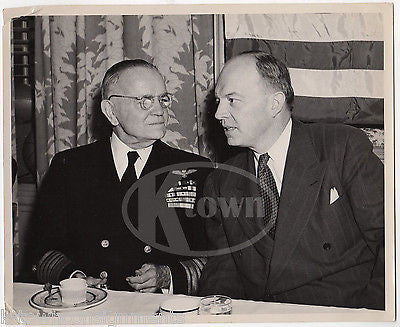 NAVY WWII HERO ADMIRAL BILL HALSEY VINTAGE KOREAN WAR USS ORISKANY FILE PHOTO - K-townConsignments