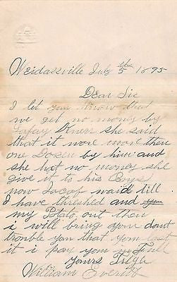 WILLIAM EVERITT WEIDASVILLA PENNSYLVANIA FARMING ANTIQUE AUTOGRAPH SIGNED LETTER - K-townConsignments
