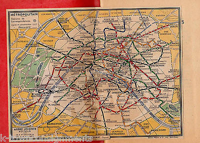 FRANCE PARIS IN FOUR DAYS VINTAGE FRENCH SOUVENIR TRAVEL GUIDE BOOK FOLDOUT MAP - K-townConsignments