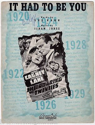 JAMES CAGNEY IT HAD TO BE YOU ROARING TWENTIES MOVIE SONG SHEET MUSIC 1924 - K-townConsignments