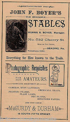 Boyer Horse Stables McCurdy Photography Reading PA Antique Graphic Advertising - K-townConsignments