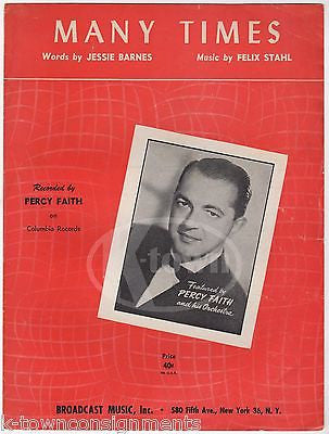 PERCY FAITH MANY TIMES BIG BAND MUSIC SONG & LYRICS VINTAGE SHEET MUSIC 1953 - K-townConsignments