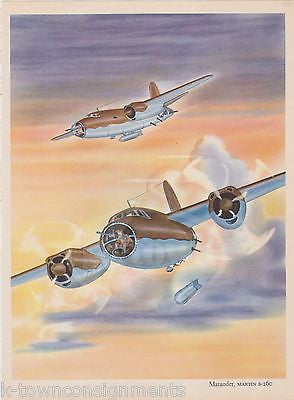 MARTIN B26 MARAUDER WWII BOMBER PLANE VINTAGE GRAPHIC ILLUSTRATION PRINT - K-townConsignments